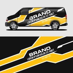 car livery yellow van wrap design wrapping sticker and decal design for corporate company branding vector