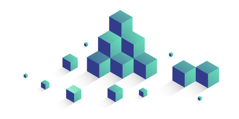 cubi, costruzioni, concetto, 3d, pixel, edilizia, 