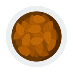 Almond pile in bowl vector icon flat isolated