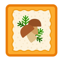 Sandwich with cheese, dill and mushrooms vector icon flat isolated
