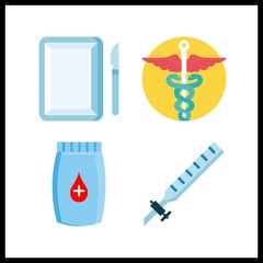 4 hospital icon. Vector illustration hospital set. syringe and pharmacy icons for hospital works
