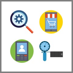 4 monitor icon. Vector illustration monitor set. smartphone and blood pressure icons for monitor works