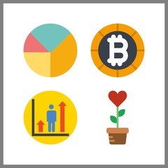 4 growth icon. Vector illustration growth set. plant and bitcoin icons for growth works