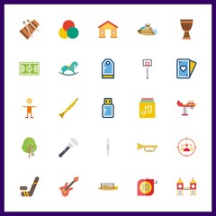 25 play icon. Vector illustration play set. kid and oboe icons for play works