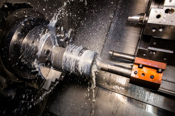 Close up of CNC machine at work