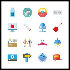 16 home icon. Vector illustration home set. panel and video player icons for home works
