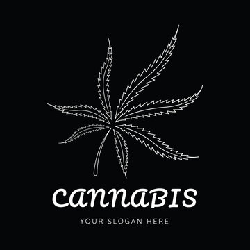Marijuana vector cannabis leaf line logo