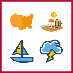 4 wave icon. Vector illustration wave set. united states and storm icons for wave works