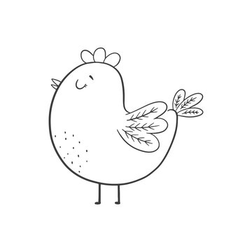 Cute cartoon chicken. Vector illustration.