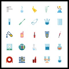 25 tube icon. Vector illustration tube set. chemistry and beaker icons for tube works