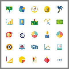 25 growth icon. Vector illustration growth set. bitcoin and measuring icons for growth works