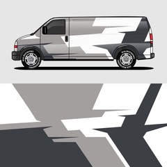 car livery grey van wrap design wrapping sticker and decal design for corporate company branding vector © nianurul