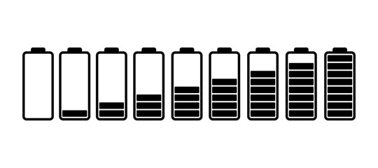 Battery power level icons set