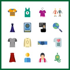 16 person icon. Vector illustration person set. worker and underwear icons for person works