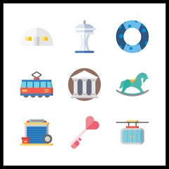 9 building icon. Vector illustration building set. cable car and key icons for building works