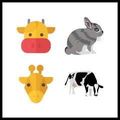 4 ear icon. Vector illustration ear set. cows and giraffe icons for ear works