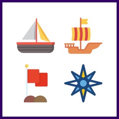 4 wind icon. Vector illustration wind set. flag and sail boat icons for wind works