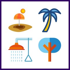 4 palm icon. Vector illustration palm set. beach and bathing icons for palm works