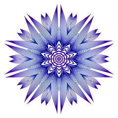 Vector Illustration. Modern Decorative Floral Mandala. Hand Drawn Background. Islam, Arabic, Indian, Ottoman Motifs. Purple blue gradient