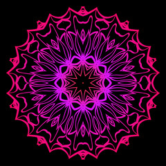 Modern Decorative Cicle Shapes. Floral Mandala. Vector Illustration. Black, red purple color