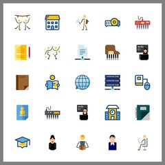 25 learning icon. Vector illustration learning set. piano and server icons for learning works