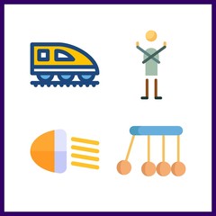 4 movement icon. Vector illustration movement set. newtons cradle and train icons for movement works