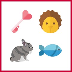 4 small icon. Vector illustration small set. rabbit and hedgehog icons for small works