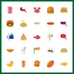 25 meat icon. Vector illustration meat set. hot dog and frienship icons for meat works