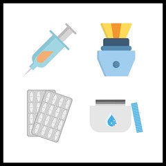 4 dose icon. Vector illustration dose set. syringe and medicine icons for dose works