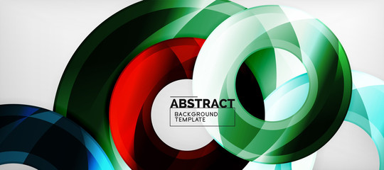 Fototapeta premium Modern geometric circles abstract background, colorful round shapes with shadow effects