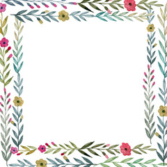Fototapeta na wymiar Template for greeting card, banner. Background. Watercolor flowers.