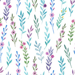 Obraz premium Seamless watercolor background of wildflowers.