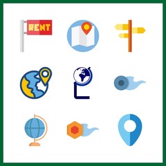 9 geography icon. Vector illustration geography set. globe and map icons for geography works