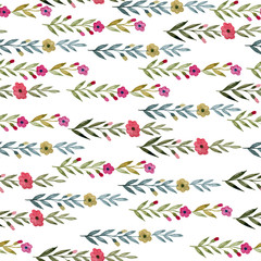 Seamless watercolor background of wildflowers.