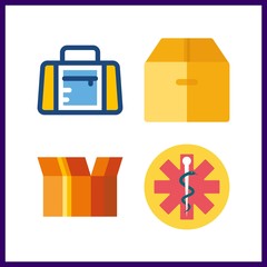 4 pack icon. Vector illustration pack set. sport bag and box icons for pack works