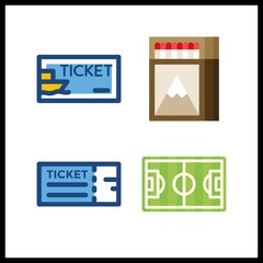 4 football icon. Vector illustration football set. ticket and matches icons for football works