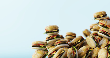 Infinite hamburger background, original 3d rendering