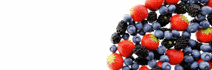 Fruits of the forest background, ultra realistic 3d rendering