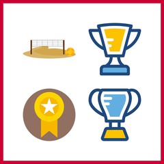 4 champion icon. Vector illustration champion set. trophy and medal icons for champion works