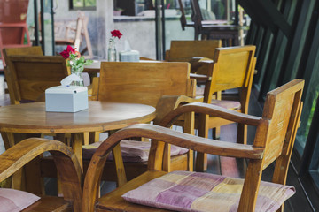 Wooden chair in a coffee shop