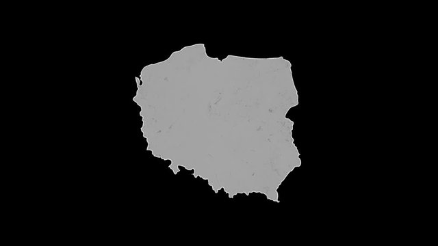 Poland rotating 3D country map animation. Glossy surface with reflections.