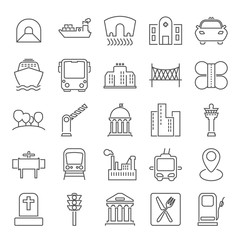City infrastructure line icons set for web and mobile design