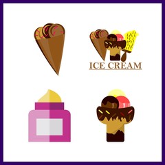 4 scoop icon. Vector illustration scoop set. ice cream balls and cream icons for scoop works
