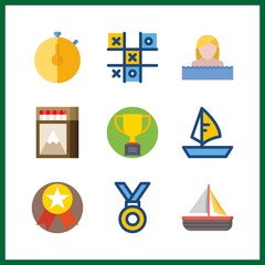9 competition icon. Vector illustration competition set. trophy and medal icons for competition works