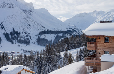 winter luxury wooden chalet Austria ski resort