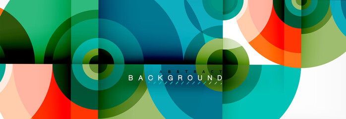 Obraz premium Minimal geometric circles and triangles abstract background, techno modern design, poster template