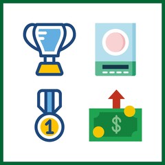 4 winner icon. Vector illustration winner set. medal and trophy icons for winner works