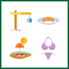 4 sea icon. Vector illustration sea set. beach and bikini icons for sea works