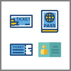 4 pass icon. Vector illustration pass set. ticket and passport icons for pass works