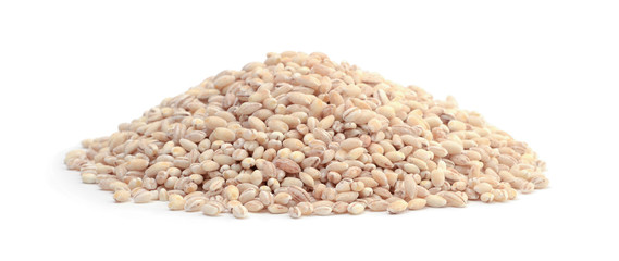 Pile of pearl barley isolated on white